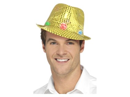 Klobouk flitrový svítící - zlatý