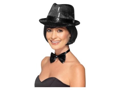 Klobouk s flitry černý