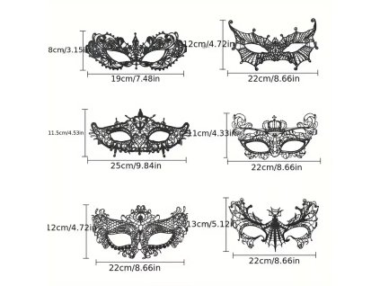 Sada - škrabošky krajka černé - 6ks