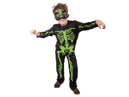 Dětský kostým neonový kostlivec s maskou 6 až 8 let