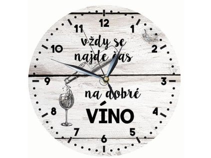 Hodiny - Vždy se najde čas na dobré víno - dřevo