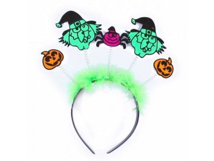 Halloweenská čelenka s dýněmi a čarodějnicemi