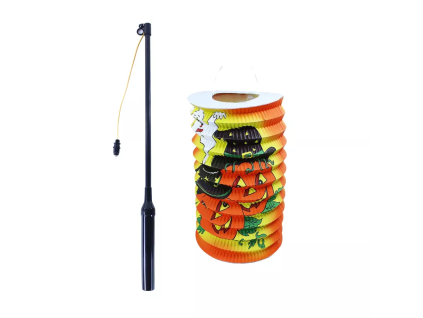 Halloweenský lampion 15 cm se svítící hůlkou 40 cm