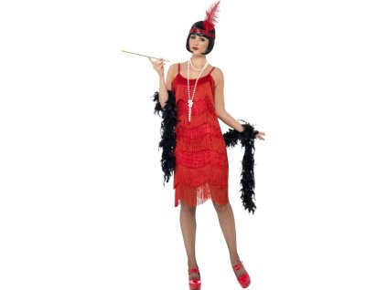 Kostým - Flapper Charleston  - 20. léta - červené třásně