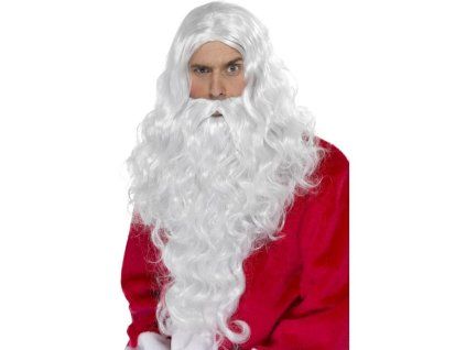 Santa sada s bílou parukou a vousy