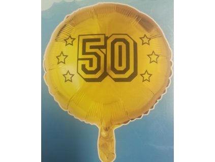 Balónek 50 celofánový zlatý