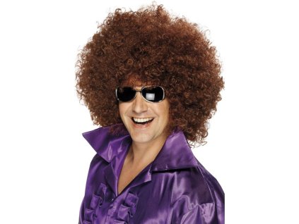 Paruka afro mega hnědá