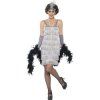 Dámský kostým flapper 20. léta stříbrný