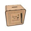 Dřevěná pokladnička škrtací + fixa - Šetřím  Na Cestování - 20x20cm