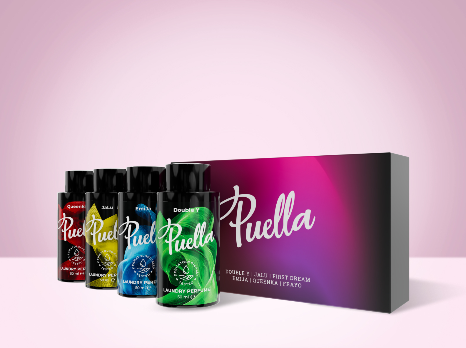 Puella Geschenkpackung mit Wäscheparfüms Ihrer Wahl, 4 x 50 ml
