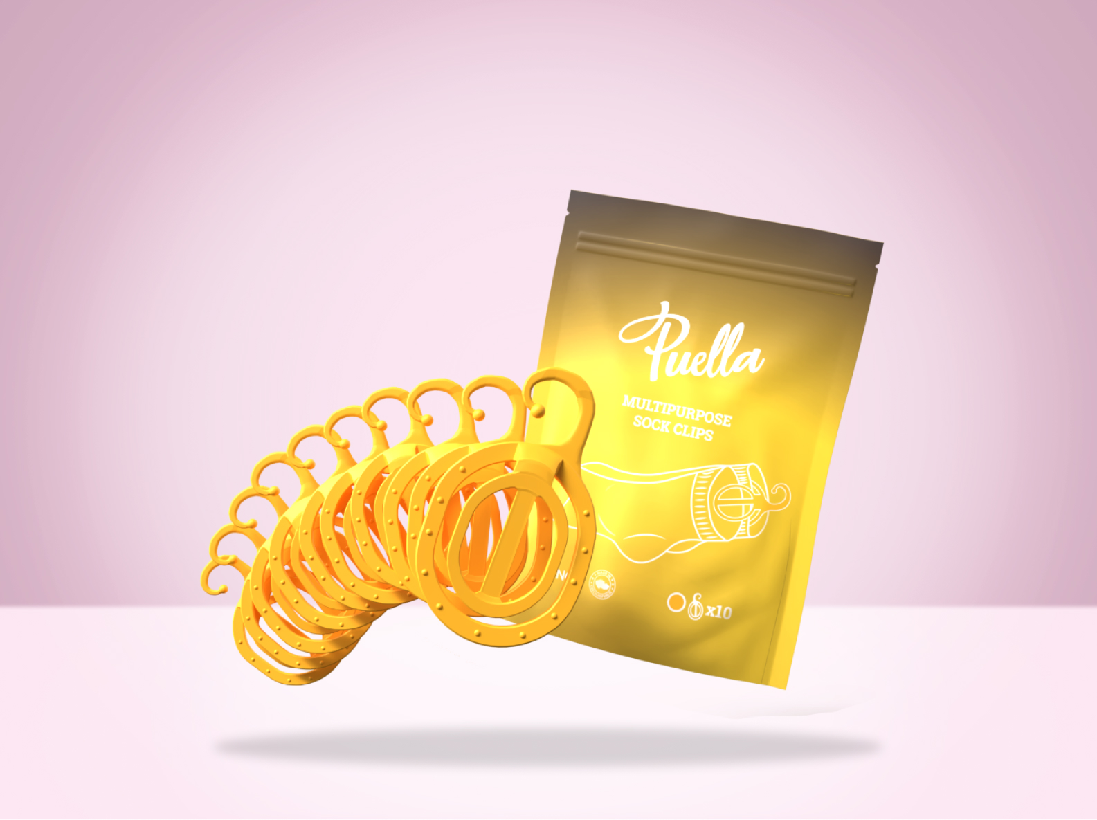 Puella Multifunktionale Sockenklammern, gelb, 10 Stck Variante: 1 Packung (10 Stück)