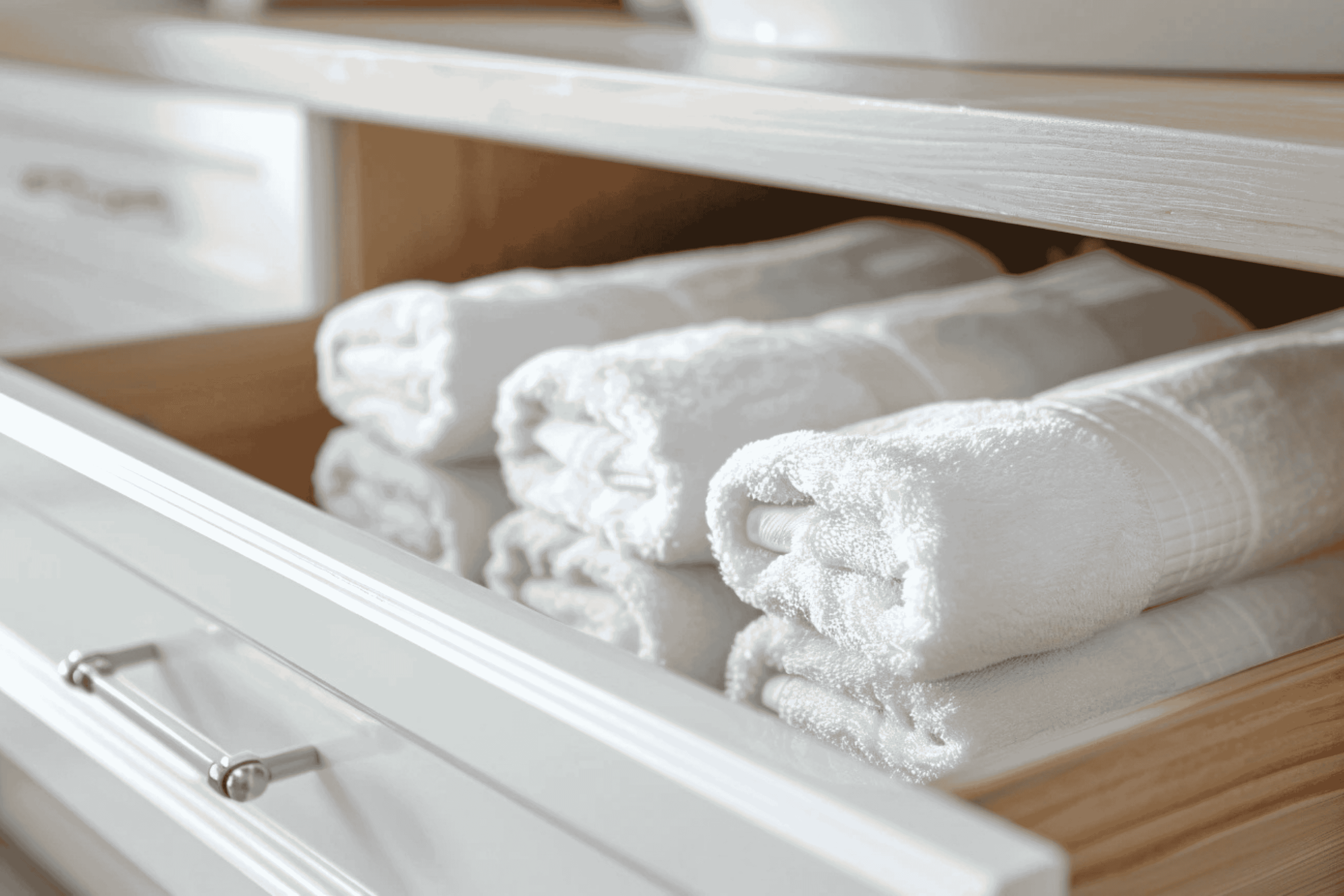 ručníky v zásuvce 