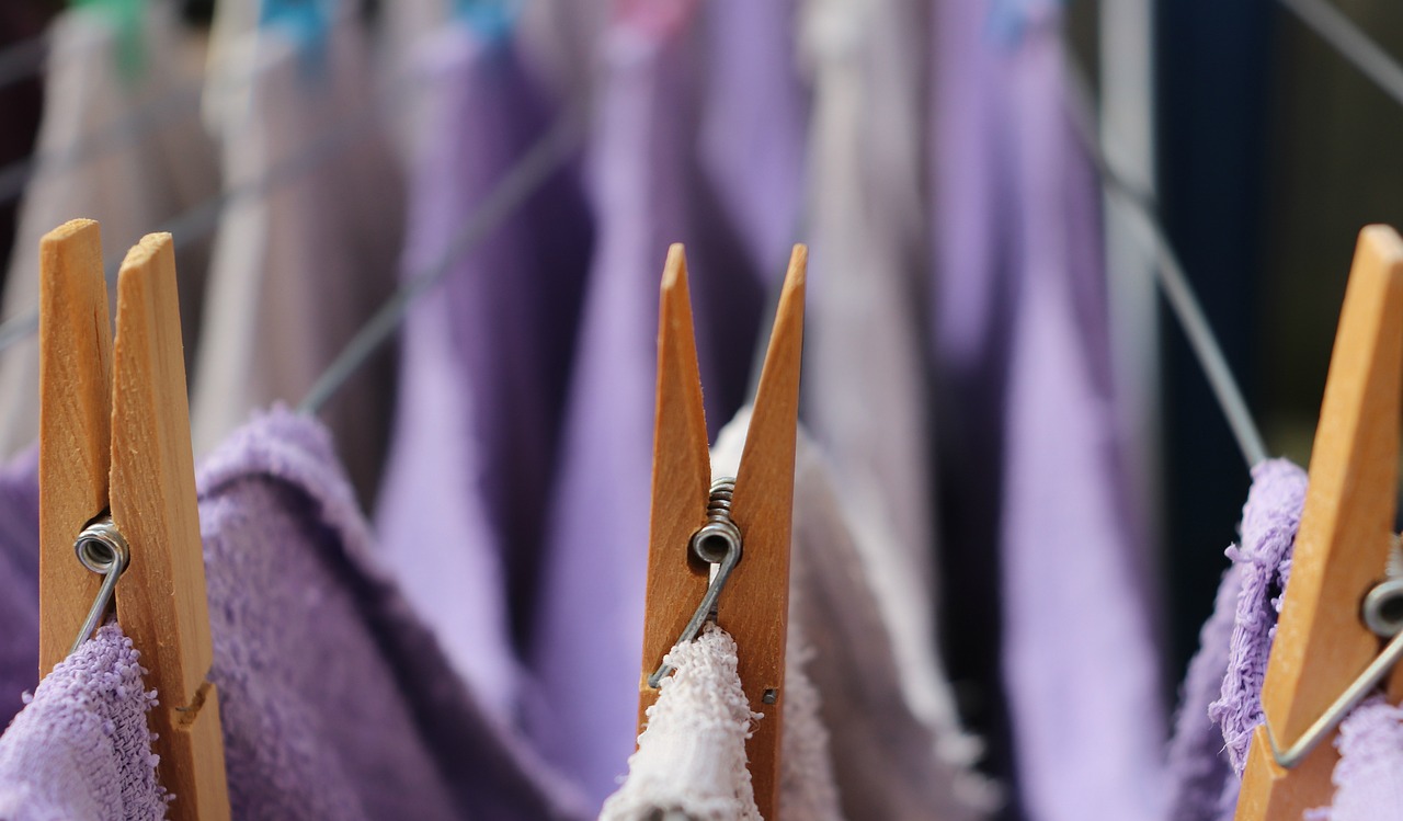 Towels and clothespins on a cord