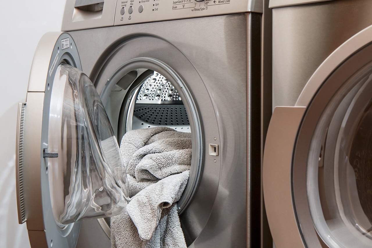 Towels in the washing machine drum