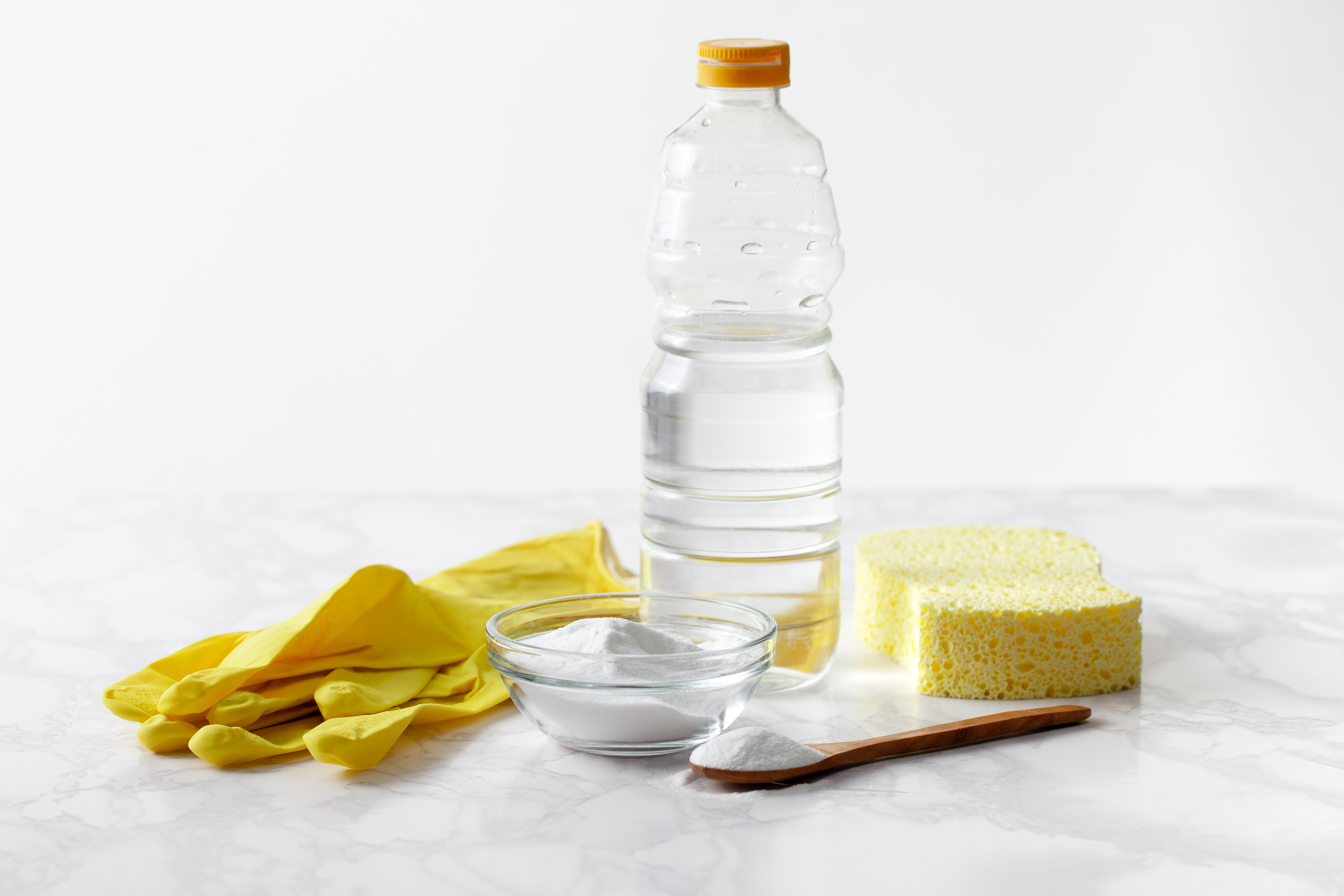 White vinegar and bicarbonate of soda 