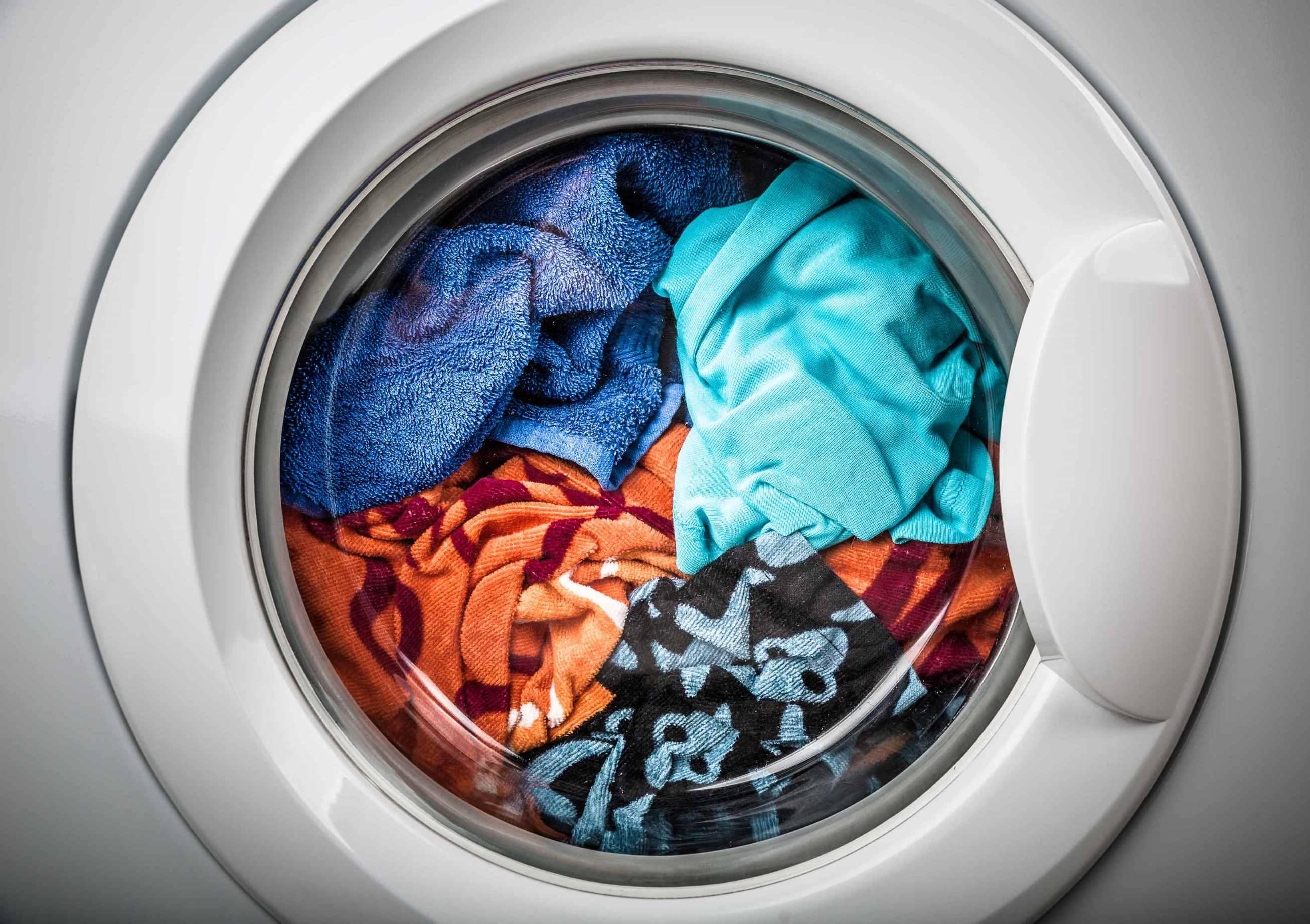 washing clothes in a washing machine