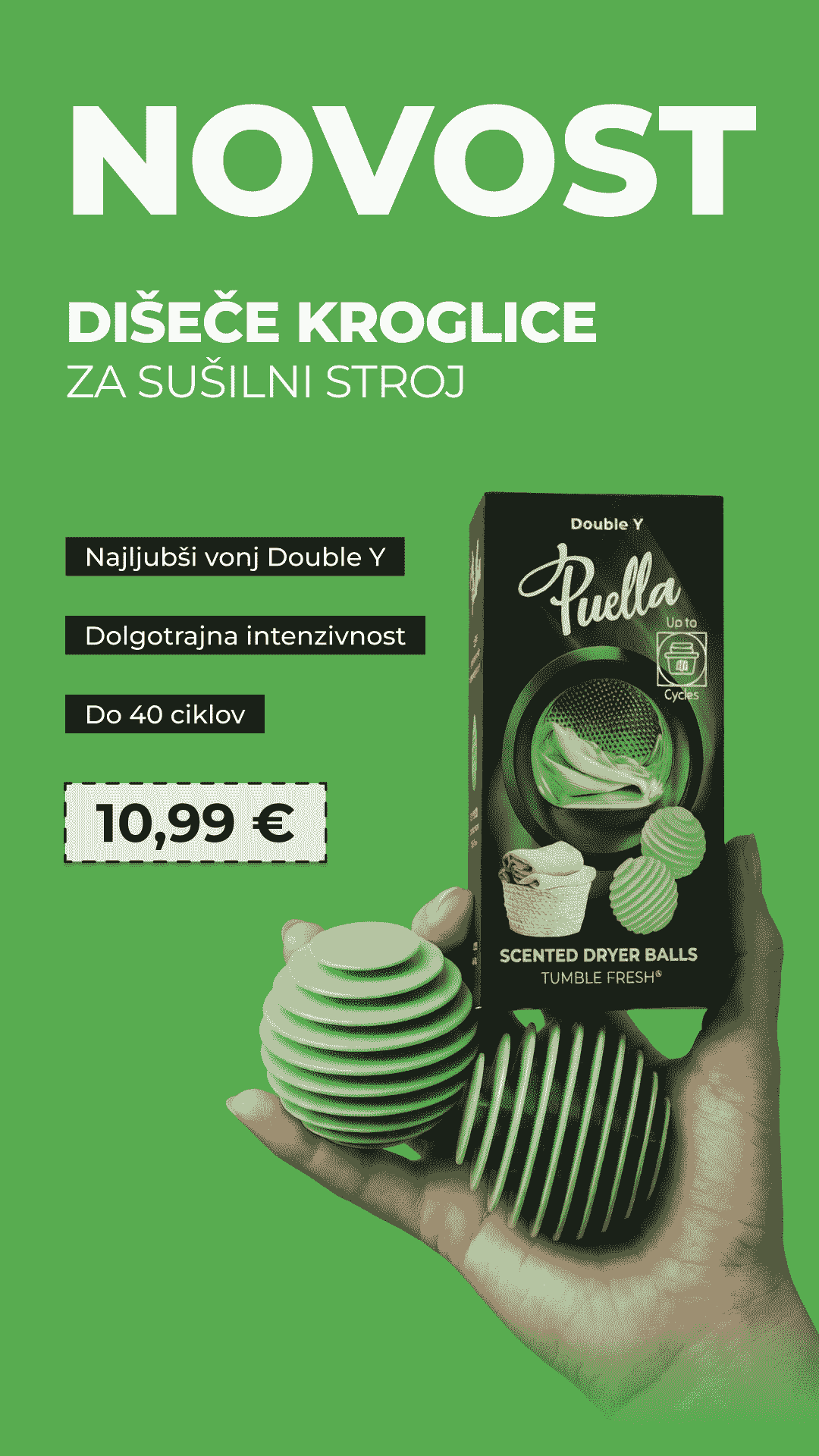 Dišeče kroglice za sušilni stroj Puella Tumble Fresh® – Double Y
