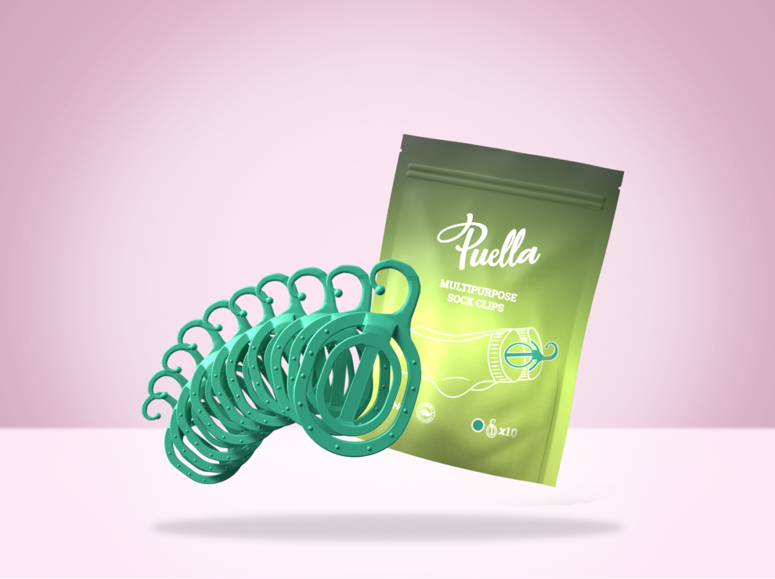 Puella Multifunkční párovače ponožek, zelené, 10 ks Variant: 1 balení (10 ks)