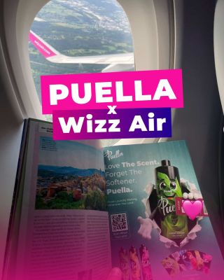 ✈️🩷 Puella wznosi się w chmury! Jeśli wybierasz się w podróż z Wizz Air, czeka na Ciebie mała niespodzianka na pokładzie 👀...