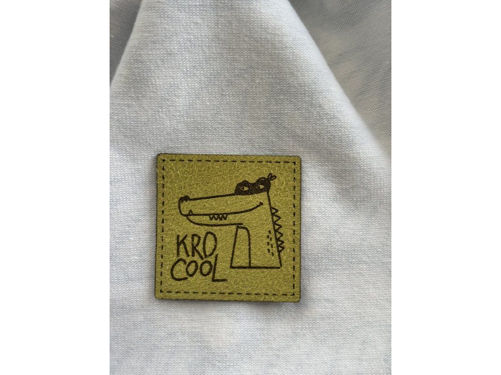 Štítek ze semiše - zelená 30x30mm: Cro Cool
