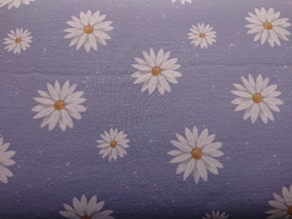 Bavlněný úplet 180g -  kopretiny světlejší