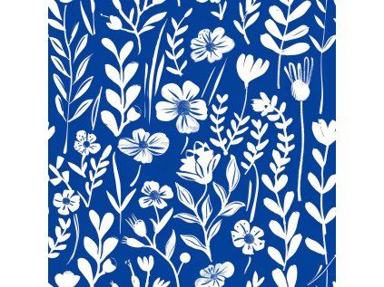 flowers on blue 20x20