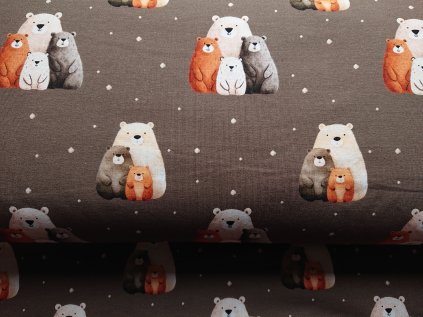 Bavlněný úplet "Puffin" 200g - medvědí rodinka