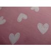 Bavlněný úplet 180g -  Srdíčka na pudrově růžové
