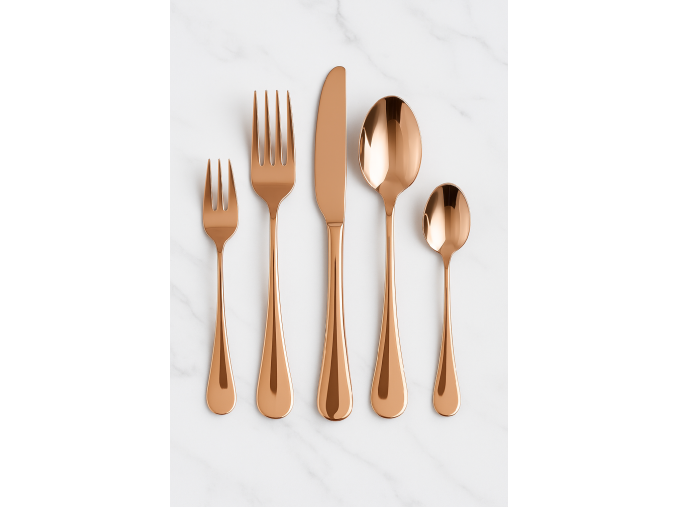 příbor rose gold, příbor bronzový