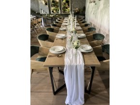 běhoun šifon bílý 4m, vyžehlený