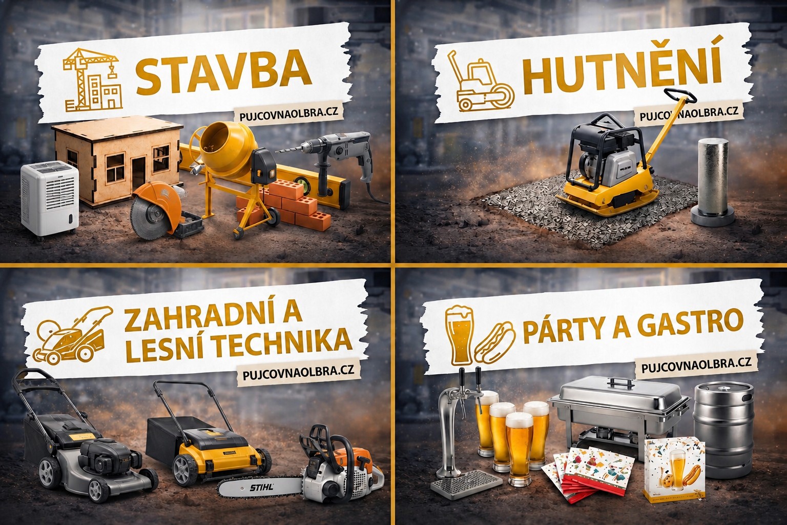 Půjčovna vrtací a bourací techniky, hutnění , les a zahrada