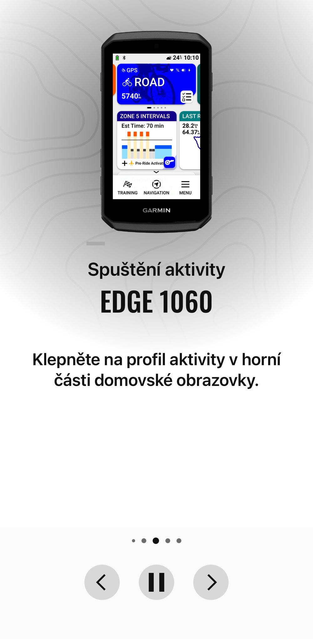 Průvodce spuštěním aktivity na Garmin Edge 1060