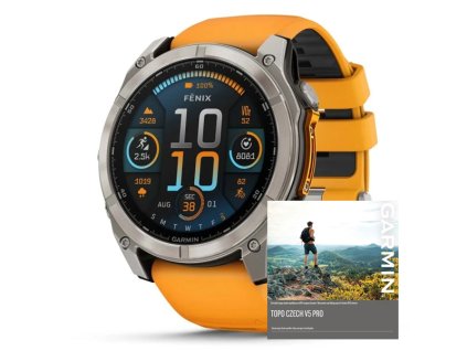 Garmin Fenix 8 Amoled Sapphire 51 mm  Titanium Orange + dárek