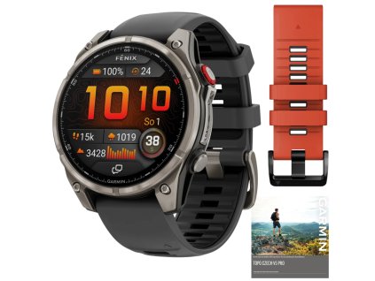 garmin fenix 8 pro amoled sapphire 47 mm graphite black flame red set