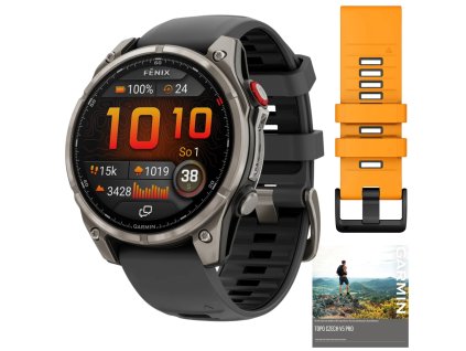 garmin fenix 8 pro amoled sapphire titanium 47 mm graphite black spark orange set