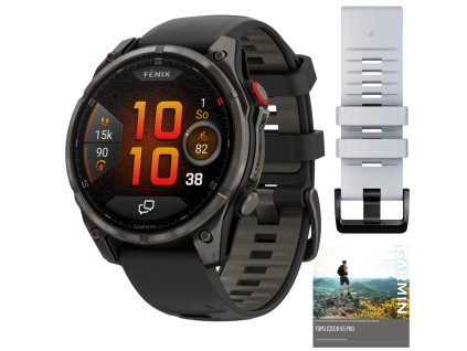 garmin fenix 8 pro amoled sapphire 47 mm carbon grey whitestone set