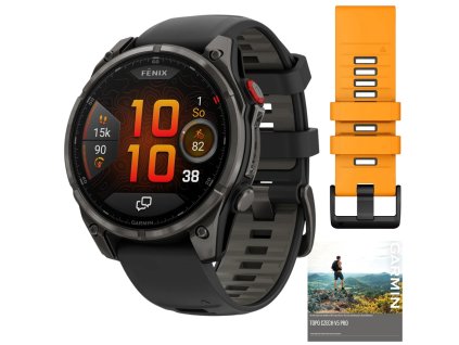 garmin fenix 8 pro amoled sapphire 47 mm carbon grey spark orange set