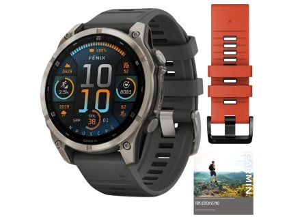 garmin fenix 8 amoled sapphire 47 mm titanium graphite flame red set