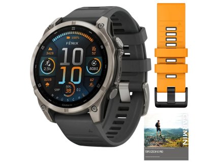 garmin fenix 8 amoled sapphire 47 mm titanium graphite spark orange set