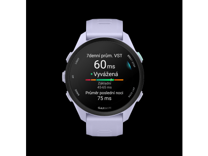 Forerunner70 HR Cool Lavender Front hrv status cs CZ