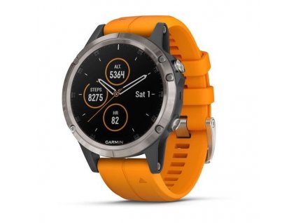 Garmin fenix5 Plus PRO Sapphire Titanium, Orange Band