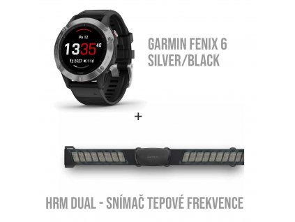 SET Garmin fenix6 Glass + Snímač tepové frekvence (HRM DUAL)