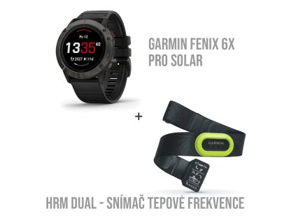SET Garmin fenix6X PRO Solar + HRM PRO - Snímač tepové frekvence a dynamiky běhu