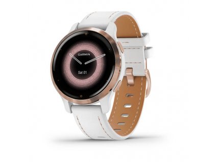 Garmin Venu 2s  Rose Gold/White Leather Band