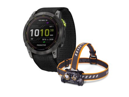 Garmin Enduro 2 - Sapphire Solar Titan DLC + Nabíjecí čelovka Fenix HM65R