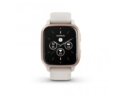 Garmin Venu Sq 2 Music Edition, Peach Gold / Ivory silicone band