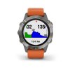 Garmin fenix6 PRO Sapphire, Titanium/Orange Band (MAP/Music)  Produkt z CZ distribuce s ovládáním v ČJ + tvrzené sklo na displej ZDARMA