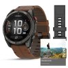 Garmin Fenix 8 Pro Amoled Sapphire Titanium 51 mm  Carbon grey DLC titanium s Chestnut koženým řemínkem