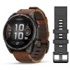 Garmin Fenix 8 Pro Amoled Sapphire Titanium 47 mm  Carbon grey DLC titanium s Chestnut koženým řemínkem