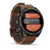 Garmin Fenix 8 Pro Amoled Sapphire Titanium 47 mm  Carbon grey DLC titanium s Chestnut koženým řemínkem